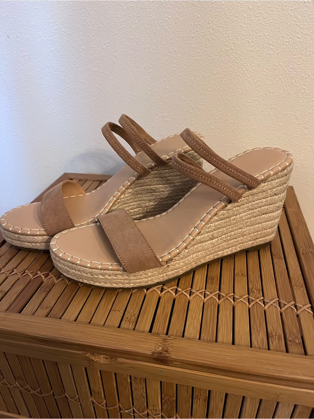 Beige Wedge Espadrille Sandals - Women